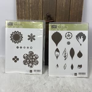 Lot of 2 Stampin Up Cling Rubber Stamps Build a‎ Blossom Printed Petals NEW